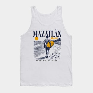 Vintage Surfing Mazatlan, Mexico // Retro Surfer Sketch // Surfer's Paradise Tank Top